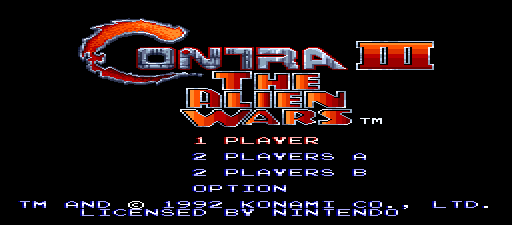 Contra 3: The Alien Wars (Nintendo Super System) Title Screen
